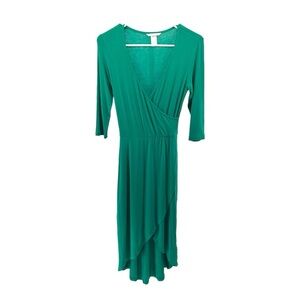 H&M | XS Green Wrap Midi Dress Stretch